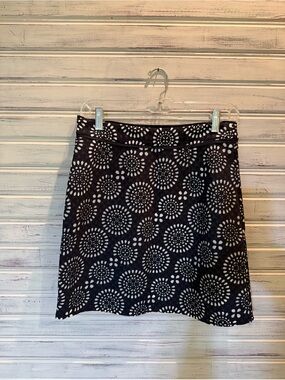 Women's Navy and White Patterned A-Line Skirt